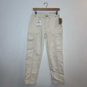 Duluth Trading Womens DuluthFlex Fire Hose Stovepipe pants in cream off white 4